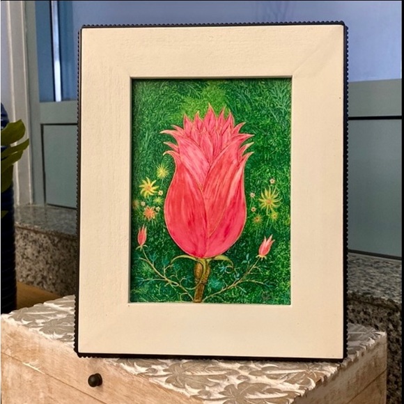 🎉HOST PICK🎉 Phoenix Gem” Original 5 x7 Flower Picture with Handmade Frame NWOT - Picture 1 of 6